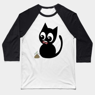 Funny black cat smells poo poo Baseball T-Shirt